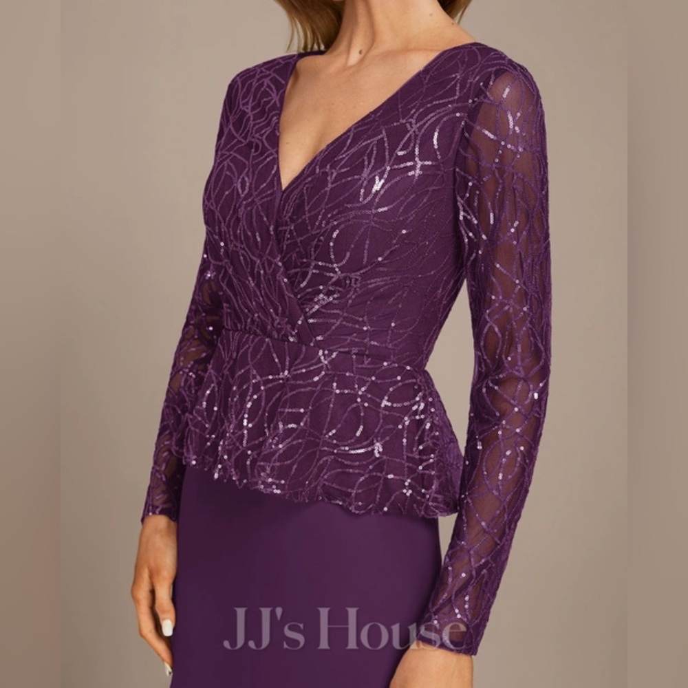 Sheath/Column V-Neck Floor-Length Chiffon Sequin Evening Dress #271453